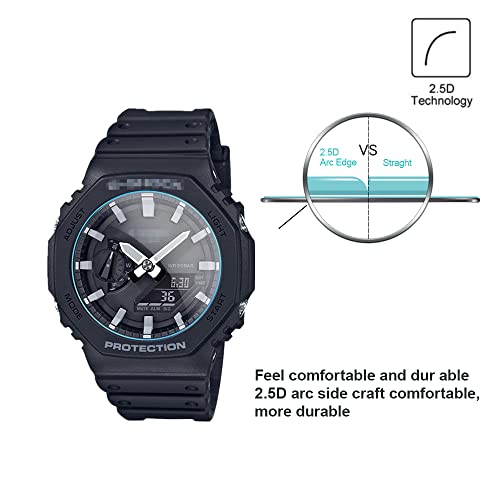 MIHENCE (3 unidades) Compatible con Casio GA-2100 Protector de pantalla, 9H Antiarañazos, Cristal Templado Genuino Premium Protector de Pantalla para G-SHOCK GA-2100 / GA-B2100 / GA-2000 Smartwatch