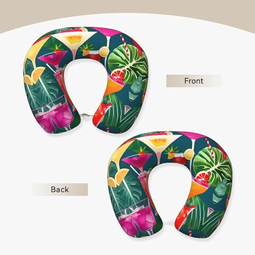 Almohada de viaje con diseño tropical en negro miniatura 3