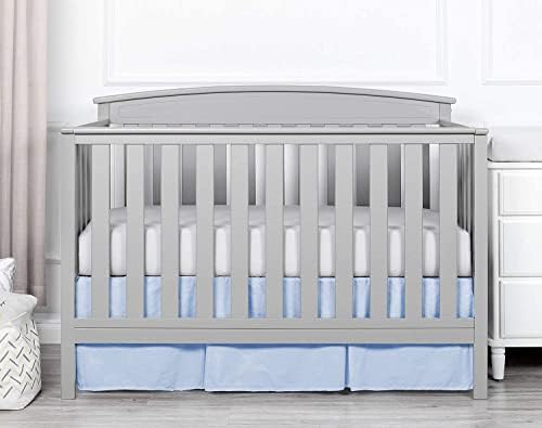 Pleated Crib Bed Skirt, 800TC 100% Egyptian Cotton, Nursery Crib Toddler (28” x 52” x 14’’) Bedding Skirt for Baby Boys or Girls - Light Blue