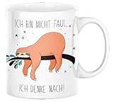 Tasse de bureau Faultier en céramique blanche – env. 330 ml – Cadeau d’anniversaire ou de bureau Homeoffice