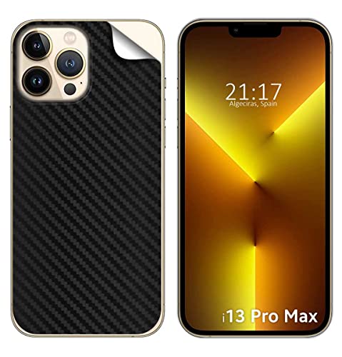 Tumundosmartphone Pegatina Vinilo Autoadhesiva Textura Carbono Compatible con iPhone 13 Pro MAX (6.7)