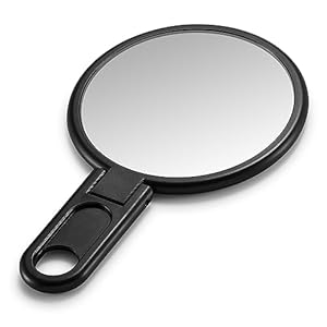 OMIRO Small Hand Mirror, 3 Inches Mini Hand Held Compact Folding Mirror for Men Women (Black,1 Pack)