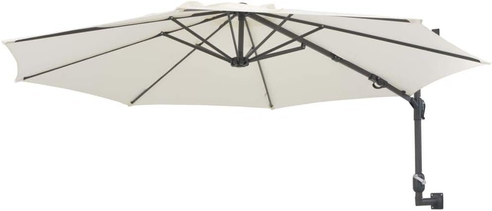 Tidyard Wall-Mounted Parasol with Metal Pole Garden Umbrella Sand 300 x 131 cm (Diameter x H)