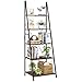Produktbild Homfa Standregal Leiterregal mit 5 Etagen Bücherregal Hochregal Küchenregal Aufbewahrungsregal Pflanzenregal Blumrenregal Badregal aus Metall Holz Vintage Industrial Schwarz 180.5x60x50.3cm