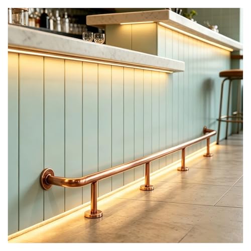Repose-Pieds de Bar Barre Acier Inoxydable Rose Gold 17FT 5.18M 330 Lb