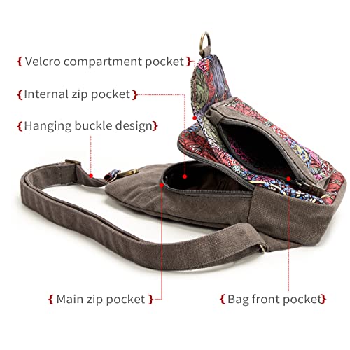 Black Butterfly Canvas Chest Bag, Small Chest Pack, Crossbody Bag for Travel, Inclined Shoulder Bag