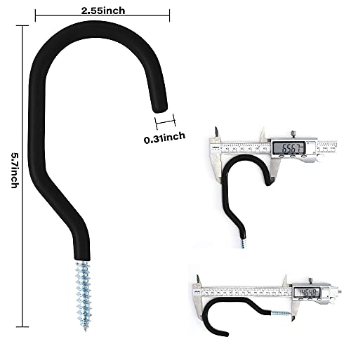 Sinoer 8 Pack Heavy Duty Bike Screw In Storage Hooks Rack,For Garage Wall And Ceiling Bicycle Storage & Heavy Duty Goods On Wall, Perfectly Utility Tool Hanger (Black) #TOP2
