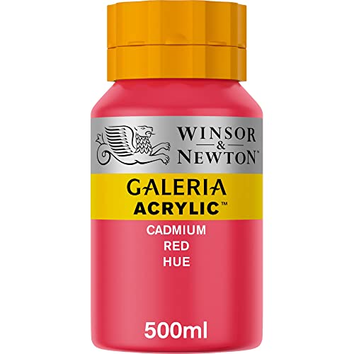 Image of Winsor & Newton Galeria Acrylic Colour - Jar of 500 ML - Cadmium Red Hue (095) - Highly Pigmented Lightfast Artists' Acrylic Paints for Canvas, Wood, Fabric & Paper - More Colours Available