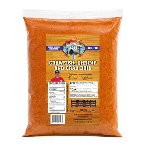 Southern Boyz Seasonings Cajun Seafood Boil, 4 Pound Bulk Sack (No MSG Blend - Seasons 35-40 Pounds Crawfish, 45 Pounds Shrimp or 6-8 Dozen Crabs)