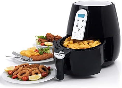 Salter EK2559 XL Hot Non-Stick Basket, Light Touch Digital Display, Compact Air Fryer, Adjustable Timer and Power Indicator, Can Heat Up to 200°, 1500 W, 4.5 L, Black