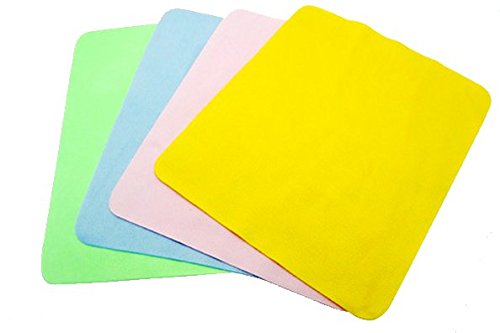 Man Made Suede Microfiber Cleaning Cloths - For Screens, Lenses, Glasses, Ipad, Iphone, Cell Phone, Laptop, Jewelry. 4 Per Package. (Blue, Yellow, Pink And Green). #TOP10