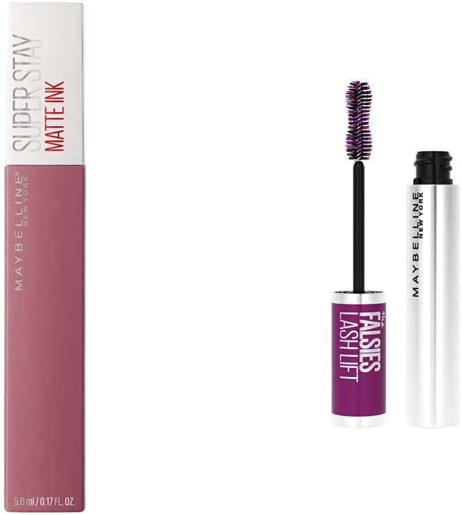 Maybelline, New York Superstay Matte Ink, 15 Lover, 5 ml & The Falsies Lash Lift Mascara