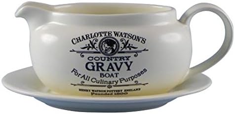 Charlotte Watson Country Collection in Cream Gravy Boat with Stand