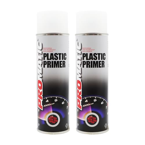 PROTOUCH 2x Promatic Plastic Primer Spray Aerosol, 500ml, Transparent, Flexible, Fast Drying, For ABS, PVC, PP