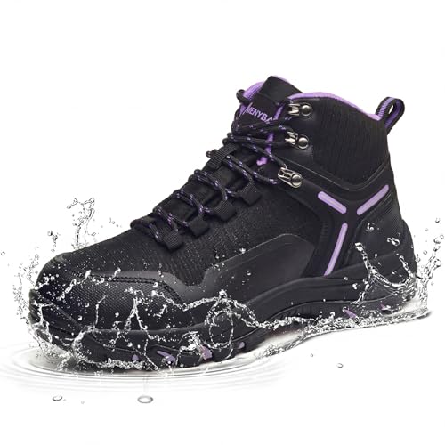 Aoleituo Women's Waterproof Ankle Support Hiking Boots,Purple,9.5