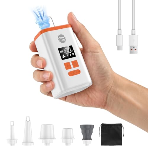 Mini Bomba Eléctrica de Aire 4.8 kPa, Inflador Eléctrico con Linterna de Camping, Inflado y Desinflado Rápido de 300L/min, Portátil para Camas Inflables Flotador Bolsas Vacío Ropa, Viajes y Aire Libre