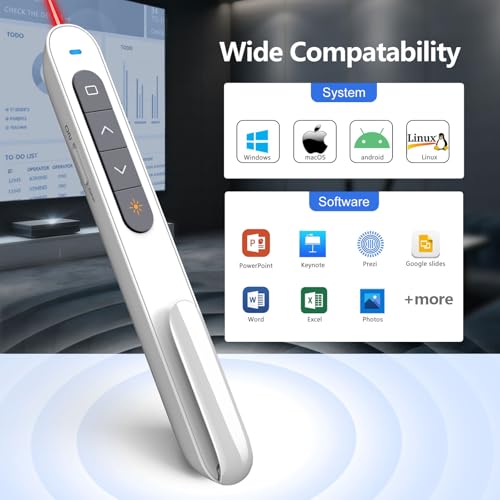 Image of Presentation Clicker, Clicker for PowerPoint Presentations, PowerPoint Clicker with Pointer for Presentations, Pointer Clicker Presentation Remote - White
