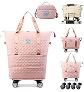 2 Kişilik Genişletilebilir Katlanabilir Seyahat Spor &Ccedil;antası, &Ccedil;ıkarılabilir Tekerlekli, Yuvarlanan Katlanabilir Lu...