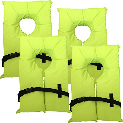Hardcore Water Sports 4 Pack Type II Neon Yellow Life Jacket Vest - Adult Universal Boating PFD