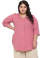 AMYDUS Plus Size Women Cotton Linen Top | Centre Pleat for Tummy Flaws | Collared Neck | Complete Hip Coverage | Plus Size Tops for Women | XL to 9XL