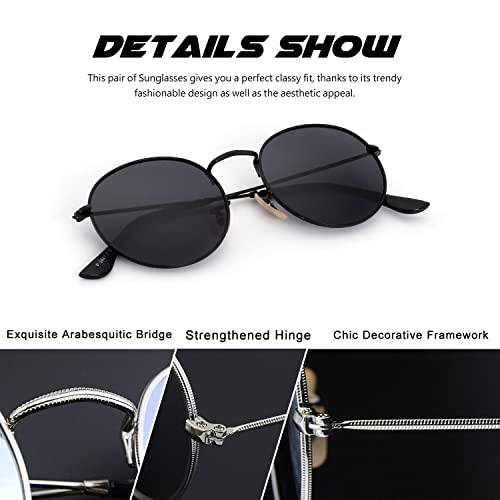 Image of CGID Retro Round Polarized Sunglasses Mens Womens Circle Metal Hippie Shades UV400 Protection E01