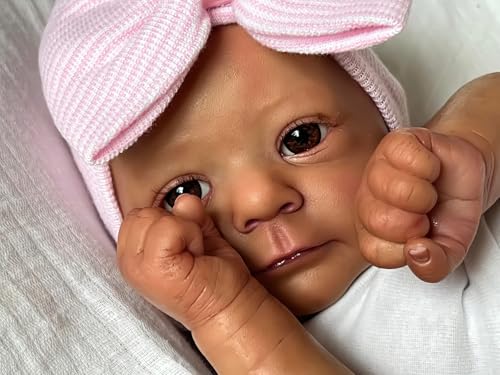 Muñeca Reborn Realista Afroamericana de 18 Pulgadas miniatura 4