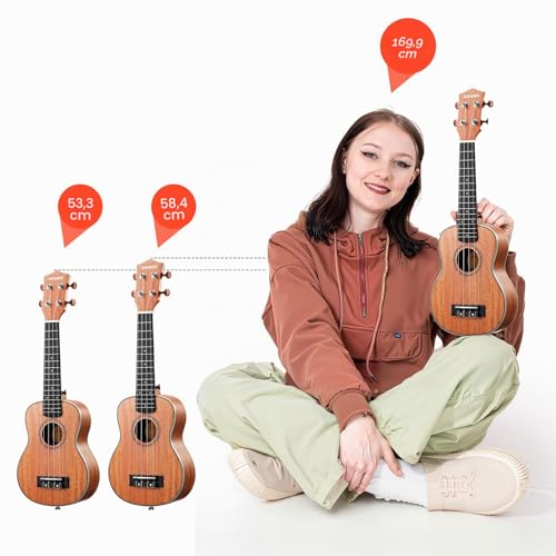 Miniatura 6 de Donner Ukelele Concierto 23 Pulgadas Para Adultos Niños Principiante Ukelele Madera Caoba Kit Y Cuerda Nylon, Online Lección Duc-200