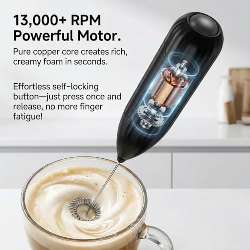 aLLreLi 2 Pcs Electric Coffee Frother with Storage Stand, Dual Whisk Heads for Foaming & Mixing, Handheld Milk Foam Maker for Hot Chocolate & Frappe, AA Battery Operated (Not Included), U3 - image 2
