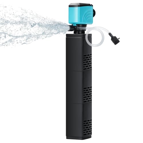 Image of DaToo Aquarium Filter 100-300Gallon Fish Tank Filter 660GPH Powerful Pump For Aquariums Adjustable Air Flow Submersible Internal Aquarium Filters For Pond Wavemaker Air Supply Freshwater And Saltwater