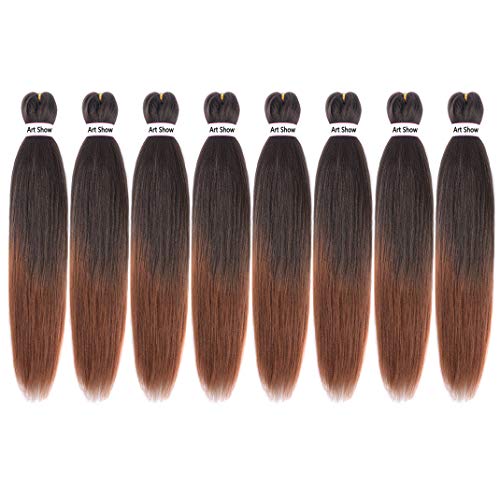 Pre Stretched Braiding Hair 26" Yaki Texture Braid Hair Extensions 8Pcs/Lot Mixed Color Hot Water Setting Crochet Twist Hair (#1B/30)