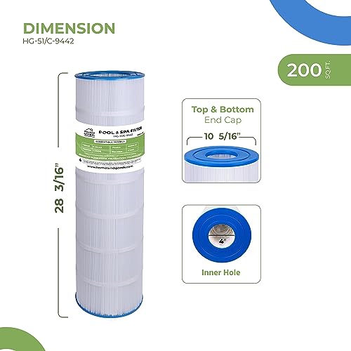 Homeland Goods PLFPA200S Pool Filter Replaces C200S, SwimClear C200S, CX200XRE, Ultral-D5, PA200S, Unicel C-9442, 200 sq.ft (1 Pack)