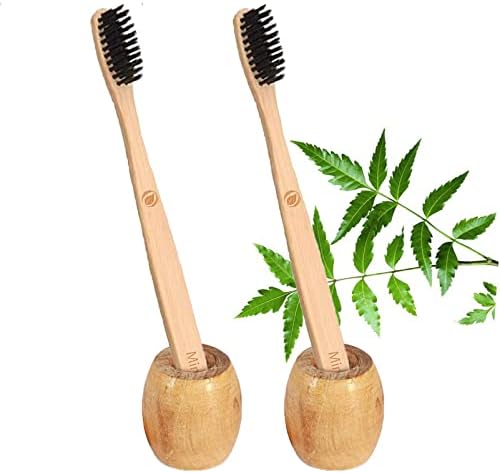 2. Soporte para cepillo de dientes de bambú, 2. Cepillo de dientes de bambú, cerdas suaves, natural, limpieza oral, biodegradable (paquete de 4)