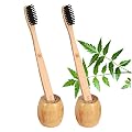 Mini Storify Truly Organic 2.Bamboo toothbrush stand | 2. Kids bamboo tooth brush - Charcoal Soft Bristles, Natural, Ora