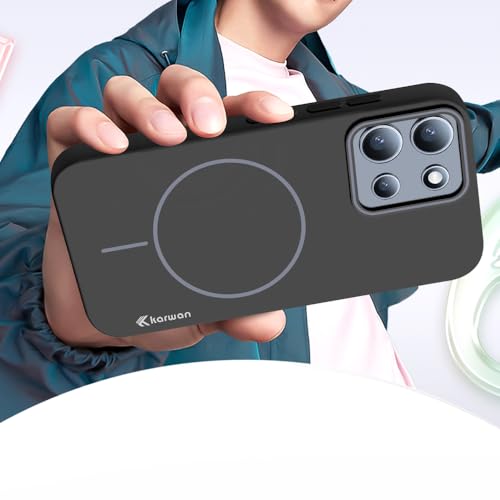 Image of KARWAN Ultra Slim MagEaze Magnetic Matte Finish Back Case Cover Compatible with Moto Edge 60 Fusion N52 Magnetic Ring, Wireless Charging Compatible, Scratch Resistant, Hard PC, Black