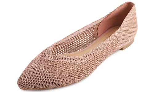 Image of FEVERSOLE Women's Woven Pointy Fashion Cutouts Breathable Knit Flat Shoes