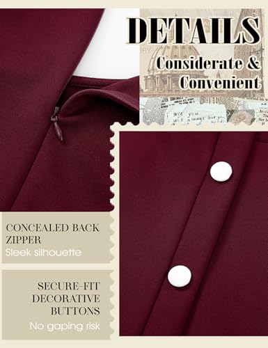 Image of Aupuls Vintage Cocktail Dress with Pockets 1950s Dresses for Women Elegant for Church Tea Party