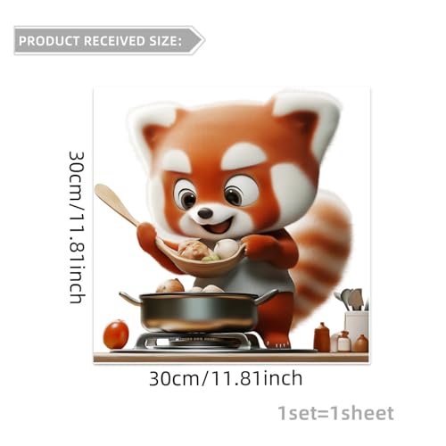 Vinilo Decorativo Panda Rojo 3D Cocina, Vinilo de Pared miniatura 2