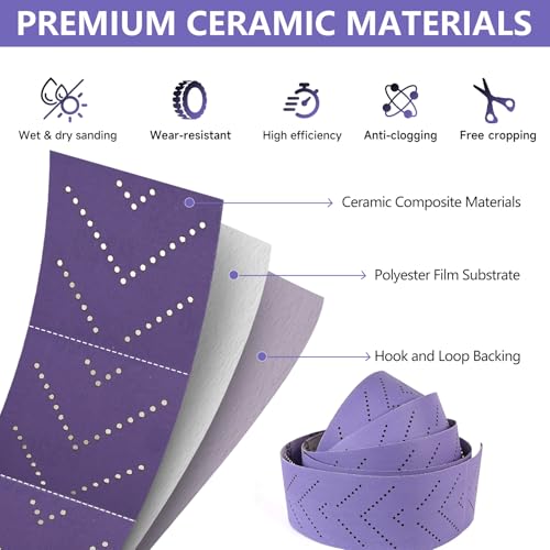 Image of 320 Grit Hook and Loop Sandpaper Roll, 2-3 /4 inch x 13 Yard Wet Dry Sanding | Polyester Film Backing Sand Paper Sheets, Water and Oil Resistant Anti-Clogging, Ceramic Abrasive for Automotive Metal Wood