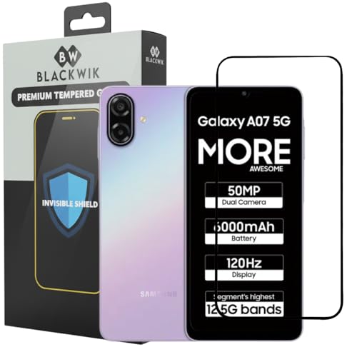 Image of Blackwik Tempered Glass Screen Protector for Samsung Galaxy A07 5G with Edge-To-Edge Protector Coverage | Easy Installation Kit (Black)