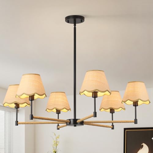 ZXFDWB Boho Rattan Farmhouse Chandelier...