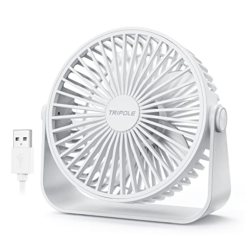 TriPole - TriPole Ventilateur de Bureau USB à 3 Vitesses - Silencieux, Réglable à 360°, Portable pour Maison, Chambre, Voiture, Camping en Plein Air - Blanc