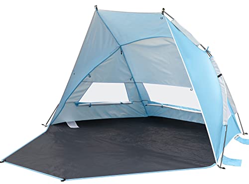 Strandmuschel SAMIT Strandzelt mit UV Schutz 50+, Ultra Leicht Tragbar Beach Tent für 1-3 Personen, Beach Zelt für Familie mit Tragetasche, Ideal für Camping, Picknick, Angeln, Kuppelzelte am Strand Cover