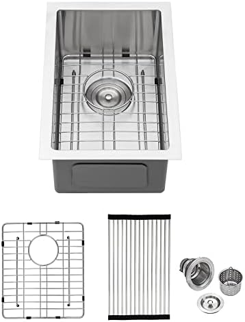 Undermount Bar Sink - Lordear 14 inch Stainless Steel Bar Prep Sink Undermount 16 Gauge R10 Tight Radius Bar RV Wet Sink Sink