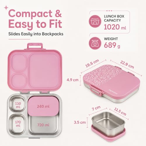 Image of Cubix Stainless Steel Bento Lunch Box - Pink Abstract