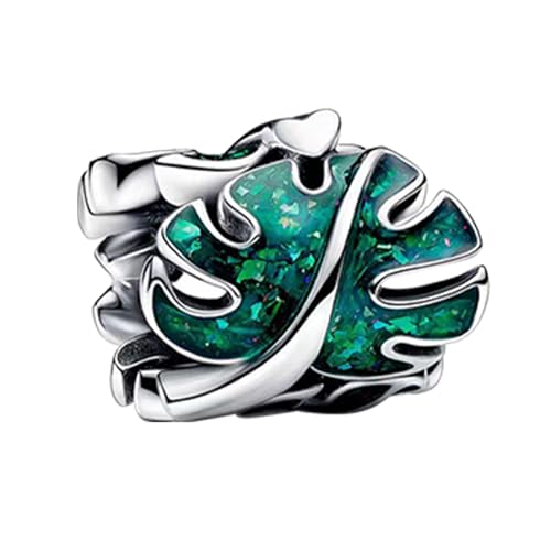 Image of Leaf Charms 925 Sterling Silver for Bracelets and Necklaces Pendant Dangle Beads Mother's Day Birthday Christmas Jewelry Gift for Women