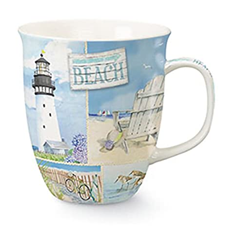 Cape Shore Decorative Harbor Coffee Tea Mug Cup, Coastal Collage, Gifts for Birthday Christmas, 15 Oz