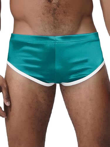 Moily Mens Low Waist Bikini Thongs Hipster Panty Shiny Satin Frilly Sissy Lingerie Hot Pants Trunks Shorts3