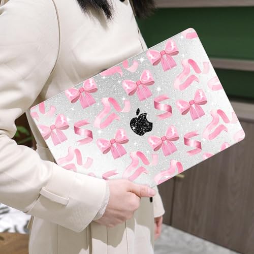 Image of MEEgoodo Case for M5 MacBook Pro 16 inch Case 2026 2024 2023 2021 with M5 M4 M3 M2 M1 Pro /Max Chip, Fit Model A3429 /A3428 /A3403 /A3186 /A2991 /A2780 /A2485, Pink Satin Bow