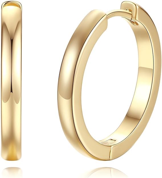 Gold Earrings for Women 14K Gold Hoop Earrings for Women Chunky Classic Huggie Earring Everyday