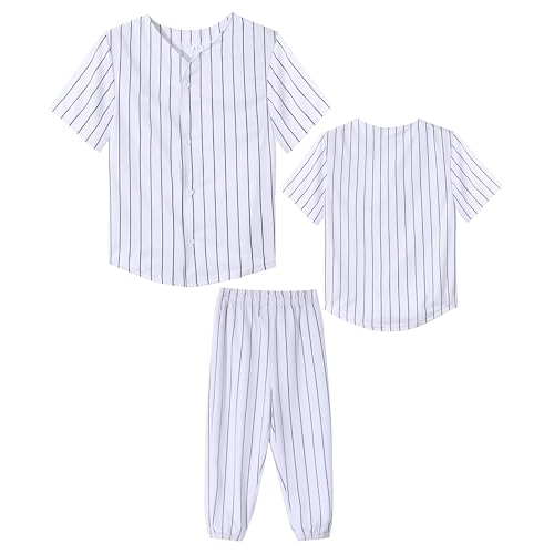 Toddler Boys Baseball Pants Set 2 Pieces Striped Baseball Jersey Pans Outfit Kids Sports Jogger Suit 6 Months - 6 Years